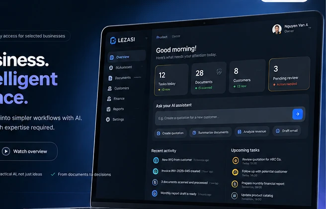 Concept illustration of a LEZASI workspace dashboard on a laptop